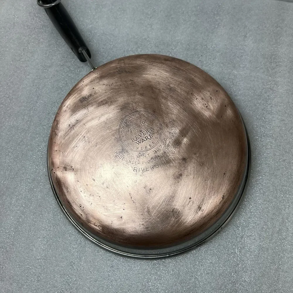 Vtg Revere Ware 8” Skillet Frying Pan Copper Clad Stainless Pre 1968 Reverside